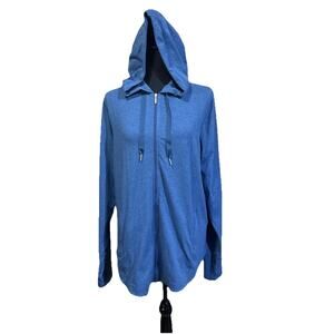 Coolibar LumaLeo Zip-Up Hoodie UPF 50+ Womens Large Blue Organic Cotton Bamboo